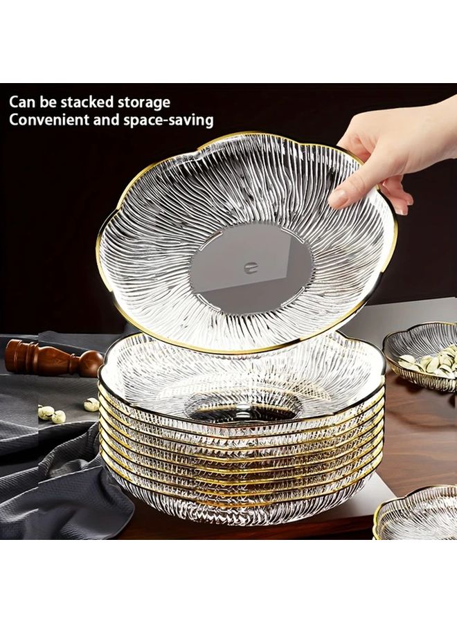 10pcs Golden Rimmed Sapphire Green Plastic Fruit Platters Reusable For Desserts - Image 3
